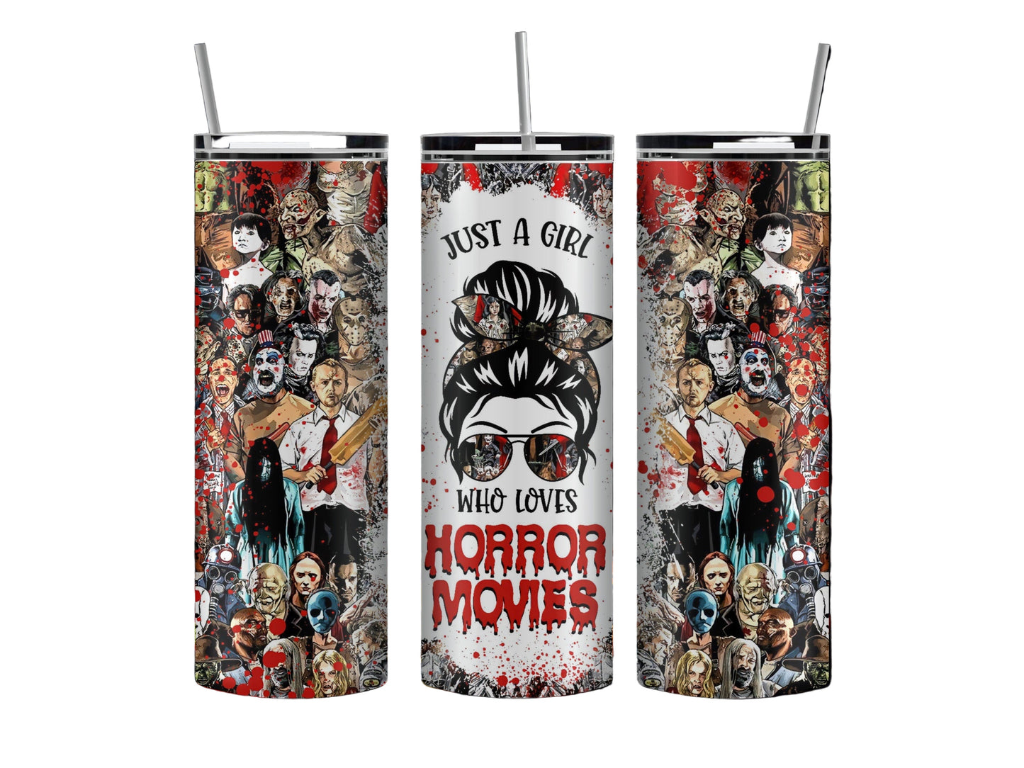 Just a girl who loves horror movies 20 oz Inspired Tumbler