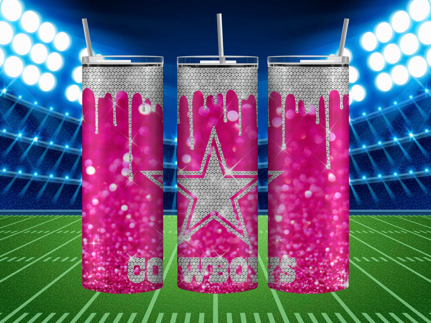 Sparkly Dallas Cowboys 20 oz Inspired Tumbler