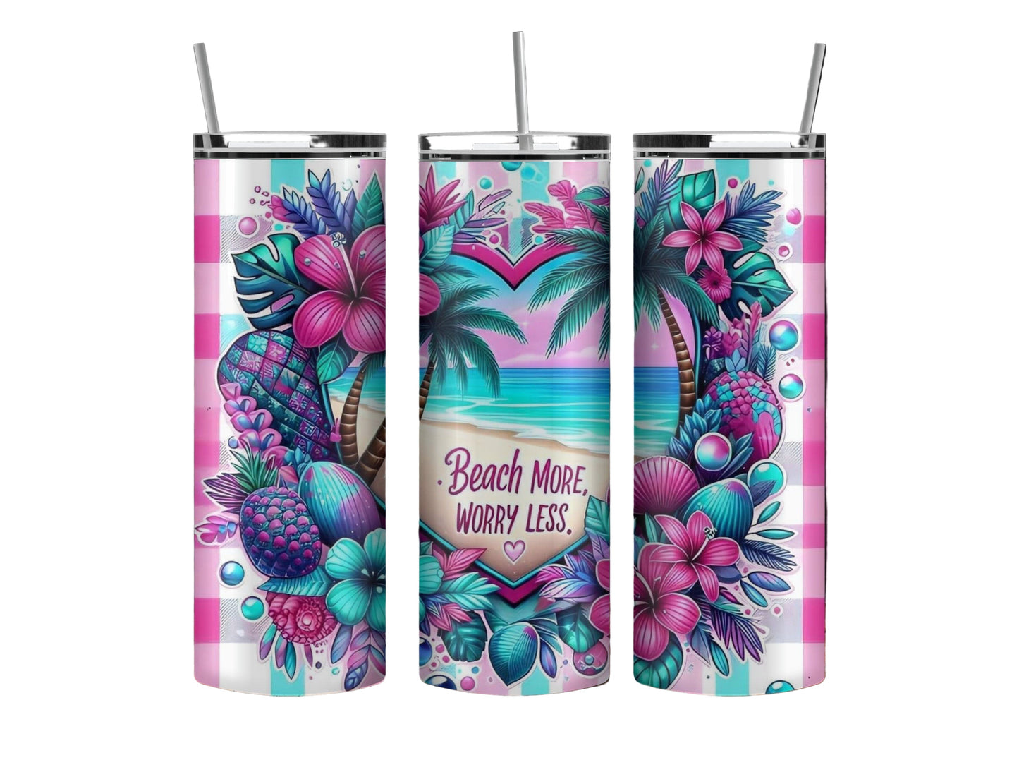 Beach More Worry Less 20 oz Inspired Tumbler