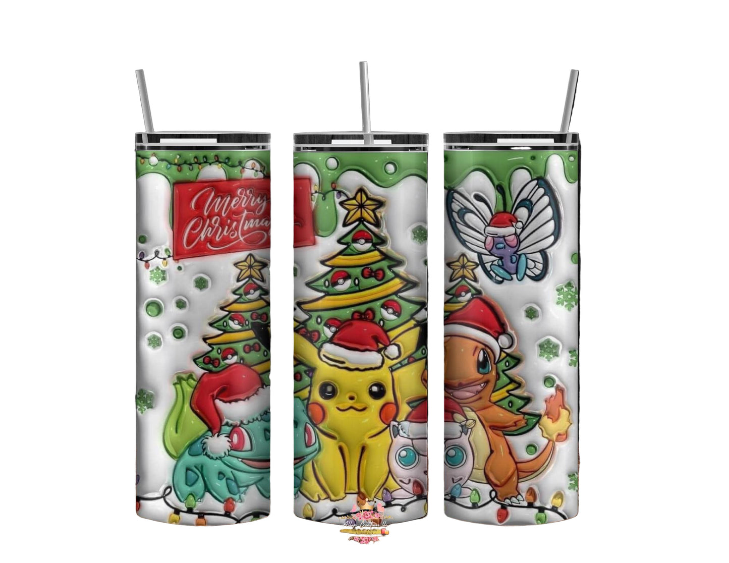 Pokemon Christmas Inspired 20oz tumbler Cup