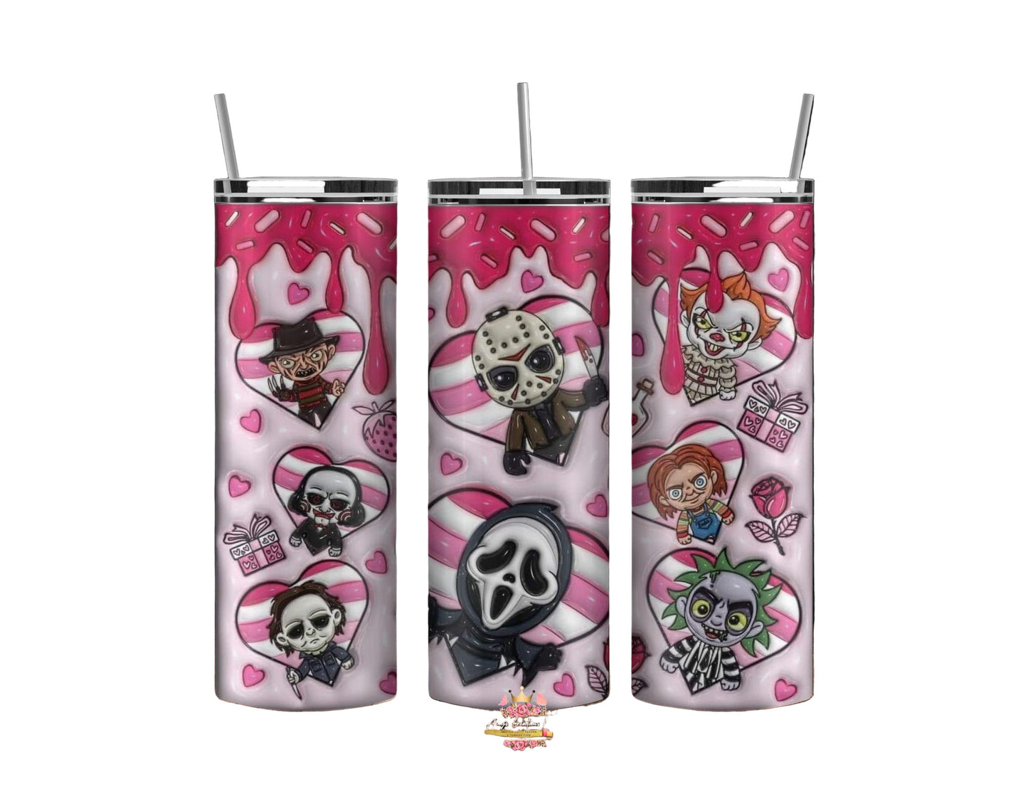 Scary Movies Themes Valentine 20 oz Inspired Tumbler