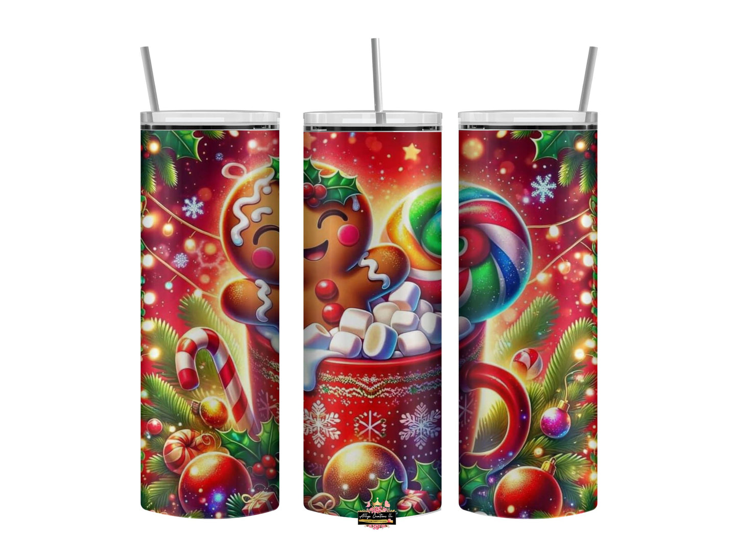 Gingerbread Candy-Cane 20 oz Christmas Inspired Tumbler