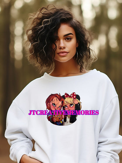 Chucky and Tiffany Crewneck | Bride of Chucky Sweatshirt | Chucky and Bride Disney Shirt | Family Matching Sweatshirt