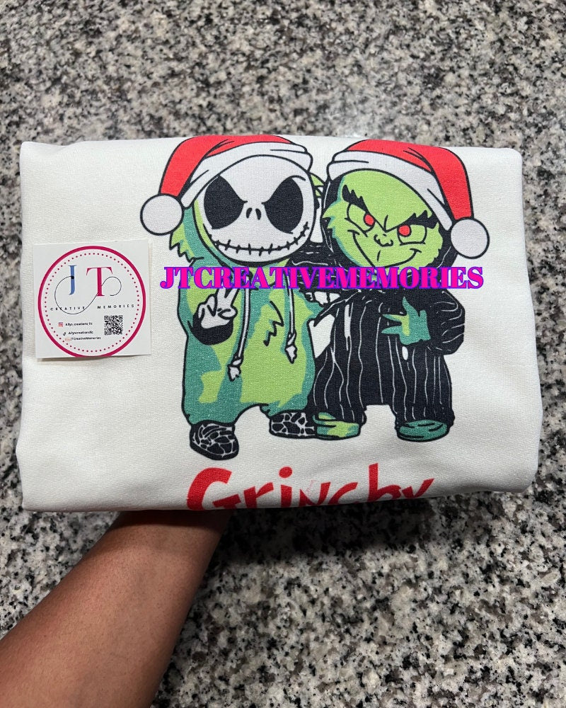 Grinchy Grinch and Nightmare before Christmas Sweatshirt | Family Matching Sweatshirt